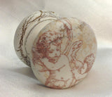 Old white cherub angel distress crackle aged new knob armoire bedside cabinet cupboard handle drawer pull shabby chic dressing table kitchen