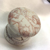 Old white cherub angel distress crackle aged new knob armoire bedside cabinet cupboard handle drawer pull shabby chic dressing table kitchen
