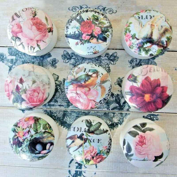 DECOUPAGE WOODEN FURNITURE KNOBS