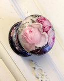 Lovely aged romantic shabby chic pink rose buds vintage retro black distressed Victorian  cupboard knob handle drawer pull dressing table