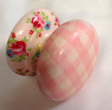 Baby pink gingham and ditsy flowers shabby chic knobs handles nursery armoire