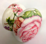 Pink cabbage rose white base floral shabby chic handle cupboard handle knob dressing table bedside cabinet wardrobe desk dining room kitchen