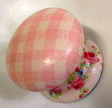 Baby pink gingham and ditsy flowers shabby chic knobs handles nursery armoire