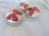 Red butterfly crackle base vintage aged handle shabby chic cupboard knobs handles drawer pull bedside cabinet dressing table welsh dresser