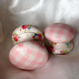 Baby pink gingham and ditsy flowers shabby chic knobs handles nursery armoire