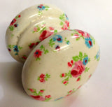 Ditsy pink roses cream new knob welsh dresser armoire bedside cabinet cupboard handle drawer pull country shabby chic dressing table kitchen