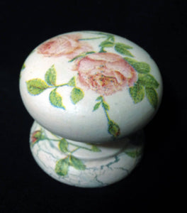 Pale blue peach roses new knob welsh dresser armoire bedside cabinet cupboard handle drawer pull country shabby chic dressing table kitchen