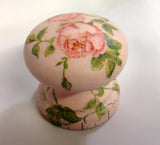 Peach roses crackle aged new knob welsh dresser armoire bedside cabinet cupboard handle drawer pull shabby chic dressing table kitchen