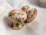 Peach roses crackle aged new knob welsh dresser armoire bedside cabinet cupboard handle drawer pull shabby chic dressing table kitchen