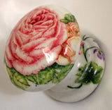 Pink cabbage rose white base floral shabby chic handle cupboard handle knob dressing table bedside cabinet wardrobe desk dining room kitchen