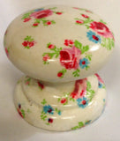 Ditsy pink roses cream new knob welsh dresser armoire bedside cabinet cupboard handle drawer pull country shabby chic dressing table kitchen