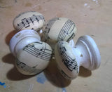 Sheet music musical notes vintage aged handle white cream cupboard knobs handles drawer pull bedside cabinet dressing table welsh dresser