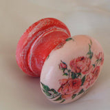 Orange peach roses bouquet distressed aged knob armoire bedside cabinet cupboard handle drawer pull shabby chic dressing table kitchen