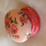 Orange peach roses bouquet distressed aged knob armoire bedside cabinet cupboard handle drawer pull shabby chic dressing table kitchen