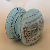 Duck egg blue vintage crackle effect french advertisement label cupboard knob drawer pull kitchen welsh dresser bathroom bedroom wardrobe