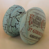 Duck egg blue vintage crackle effect french advertisement label cupboard knob drawer pull kitchen welsh dresser bathroom bedroom wardrobe