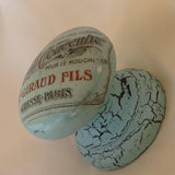 Duck egg blue vintage crackle effect french advertisement label cupboard knob drawer pull kitchen welsh dresser bathroom bedroom wardrobe