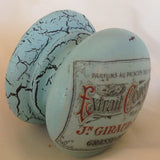 Duck egg blue vintage crackle effect french advertisement label cupboard knob drawer pull kitchen welsh dresser bathroom bedroom wardrobe