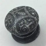 Hand painted black french Paris shabby chic cupboard new knob handle ephemera drawer pull bureau hall welsh dresser kitchen bedside cabinet