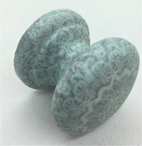 Eggshell blue grey patterned new knob armoir bedside cabinet cupboard handle drawer pull bedroom wardrobe dressing table kitchen dining room