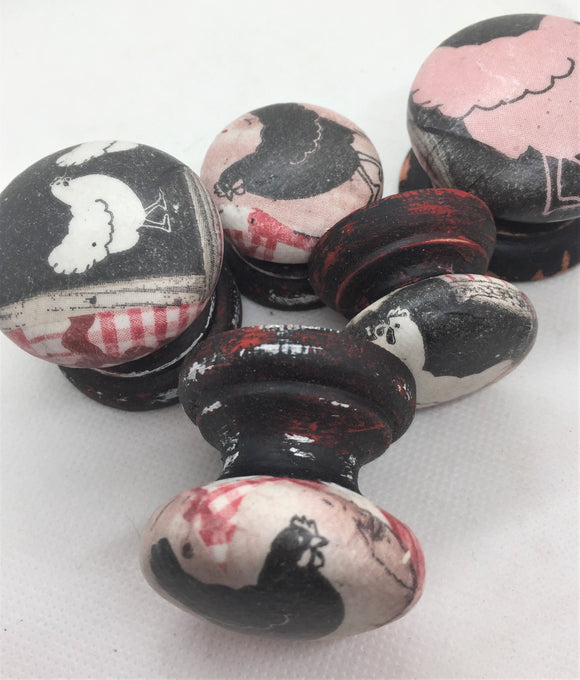 Country chic red hens black new wooden door knobs drawer pulls dresser handle new wooden door knobs drawer pulls dresser handles