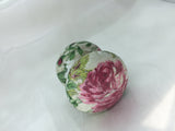 Cream tapestry effect pink roses shabby chic handles wooden knobs drawer pulls bedside cabinet dressing table welsh dresser cottage