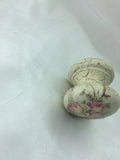 Lovely aged cream romantic shabby chic pink rose buds vintage retro black crackle Victorian cupboard knob handle drawer pull dressing table