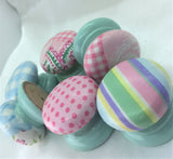 Children's nursery mix n match cute polka dot candy stripe ditsy flower blue changing unit bedroom cupboard knob handle drawer pull wardrobe