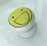 Emoji faces yellow white character child fun infant nursery changing unit bedroom cupboard knob handle drawer pull dressing table wardrobe