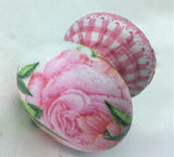 Children cute pink gingham flowers floral infant nursery changing unit bedroom cupboard knob handle drawer pull dressing table wardrobe