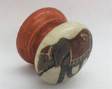 Elephant ethnic hippy boho bohemian distressed cream wood drawer pull cupboard knob bedside cabinet dressing table kitchen dresser aged new