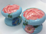 lovely bright blue peach rose & pretty floral purple wooden beech cupboard new knob cabinet handle drawer pulls dressing table wardrobe