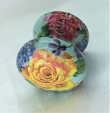 Stunning yellow garden rose with crackle glaze vintage aged cupboard door knob drawer pull