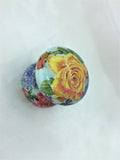 Stunning yellow garden rose with crackle glaze vintage aged cupboard door knob drawer pull