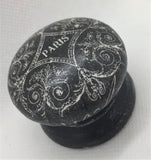 Hand painted black french Paris shabby chic cupboard new knob handle ephemera drawer pull bureau hall welsh dresser kitchen bedside cabinet