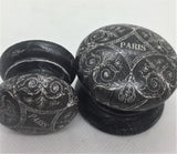 Hand painted black french Paris shabby chic cupboard new knob handle ephemera drawer pull bureau hall welsh dresser kitchen bedside cabinet