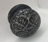 Hand painted black french Paris shabby chic cupboard new knob handle ephemera drawer pull bureau hall welsh dresser kitchen bedside cabinet