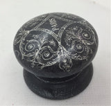 Hand painted black french Paris shabby chic cupboard new knob handle ephemera drawer pull bureau hall welsh dresser kitchen bedside cabinet