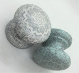 Eggshell blue grey patterned new knob armoir bedside cabinet cupboard handle drawer pull bedroom wardrobe dressing table kitchen dining room