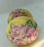 Pretty Yellow rose bouquets floral country shabby chic handle wooden knobs drawer pulls bedside cabinet dressing table welsh dresser cottage