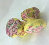 Pretty Yellow rose bouquets floral country shabby chic handle wooden knobs drawer pulls bedside cabinet dressing table welsh dresser cottage