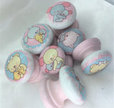 Children's infant sweet teddy bears baby blue pink nursery changing unit bedroom cupboard knob handle drawer pull dressing table wardrobe