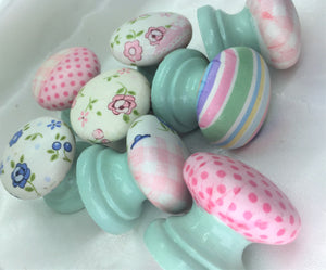 Children's nursery mix n match cute polka dot candy stripe ditsy flower blue changing unit bedroom cupboard knob handle drawer pull wardrobe