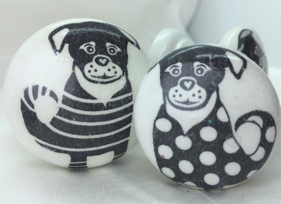 Dog puppy puppies cute black white child infant bedroom cupboard knob handle drawer pull dressing table wardrobe bedroom cabinet desk study